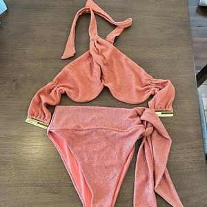 Beach riot orange glitter bikini set new size small revolve free people